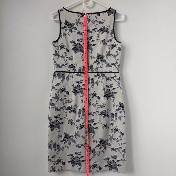 Ann Taylor Silver and Blue Embroidered Sheath - Picture 10 of 11